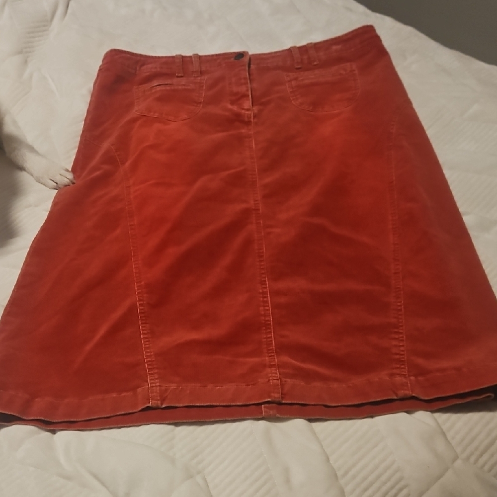 Louie Women's Rust Orange Corduroy A-Line Skirt
